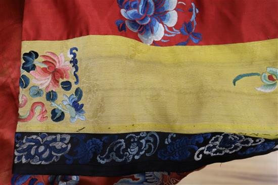 A red silk embroidered Chinese robe